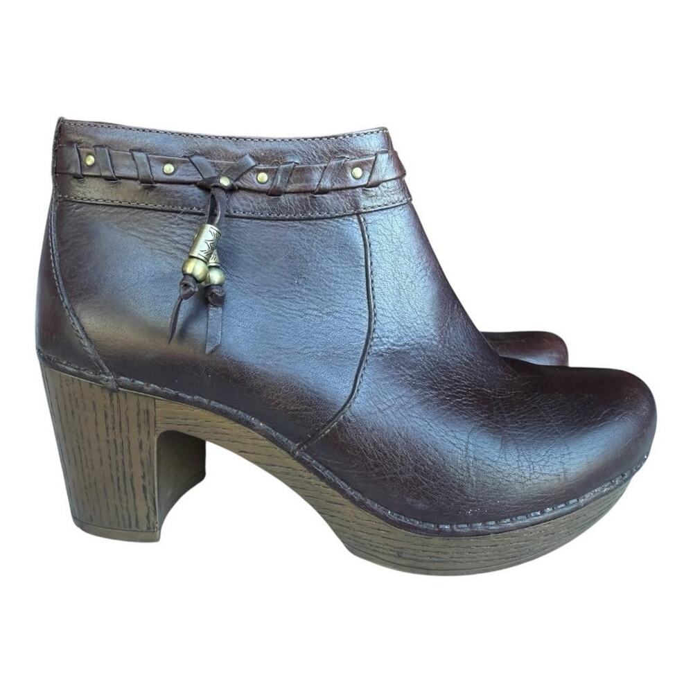 Dansko Dabney Ankle Boot Women size 39 US 8.5-9 Brown Leather